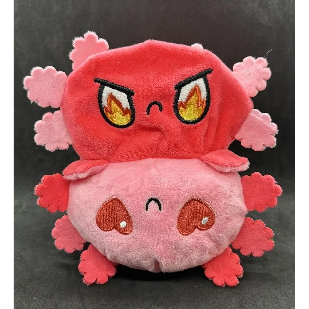 TeeTurtle Axolotl Reversible Plush Pink Heart Eyes Red Angry Fire Valentine 2021